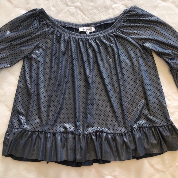 Jeff Gallama Metallic Blue Blouse - Picture 1 of 4